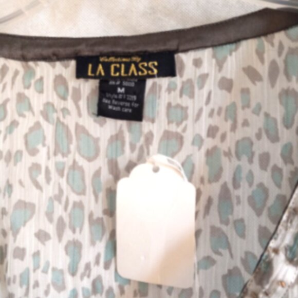 Women's Top/Cover-Up Sz Med Sheer drawstring waist beaded V-Neck/Cold Shoulder - Picture 3 of 12